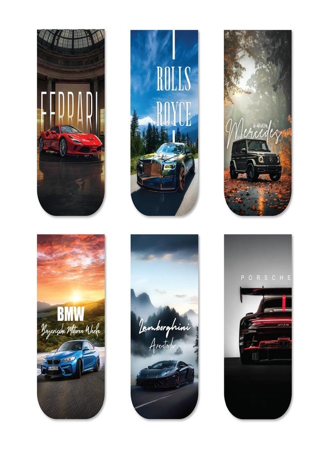 OneOclock Magnetic Bookmarks Fun & Colorful Designs | Bookmarks for BookReaders, Book Mark Gifts for BookLovers | Bookmarks for Books | Gift for Readers (Luxury Cars) - Image 1