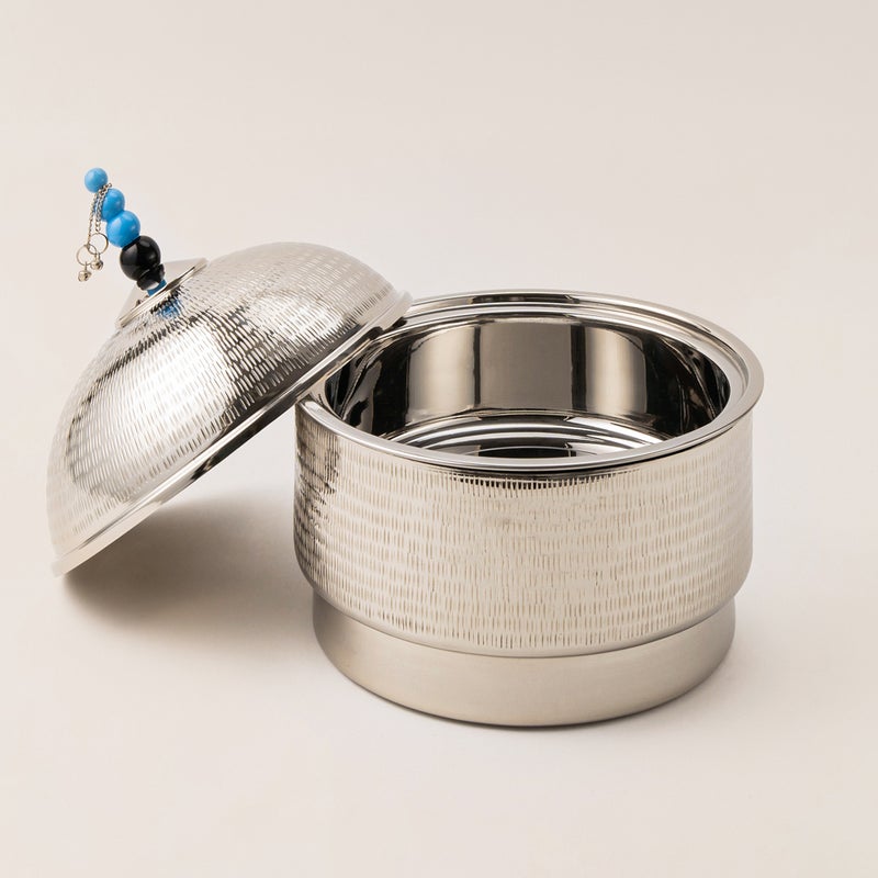 La Mesa silver metal food server with stand 11*11*27 Cm - Image 3