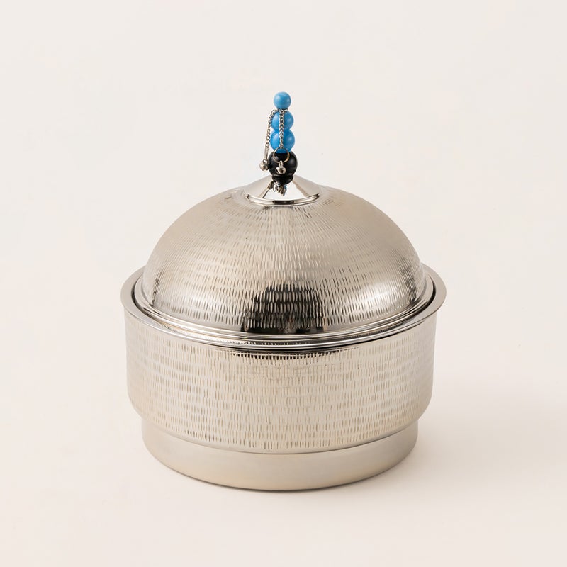 La Mesa silver metal food server with stand 11*11*27 Cm - Image 2