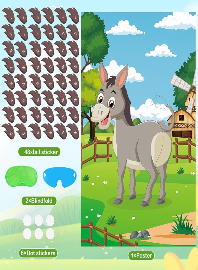 Atiloy Pin The Tail on The Donkey Party Game with 48 Pcs Tails Large Donkey Game Poster Pin The Tail Game for Kids Birthday Party Decorations Mexican Games Carnival Circus Party Supplies - Image 3