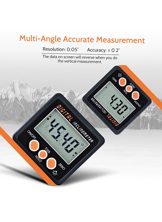 Generic Digital Inclinometer 0-360°Electronic Protractor Aluminum Alloy Shell Digital Bevel Box Angle Gauge Meter Magnets Base  - Image 1