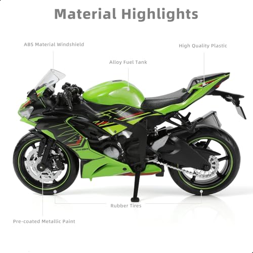 Risopen 1:12 Motorcycle Model Toy for Kawasaki Ninja ZX-6R Metal Die-cast with Plastic Motorcycle Model Mini Moto Gift for Adult - Image 3