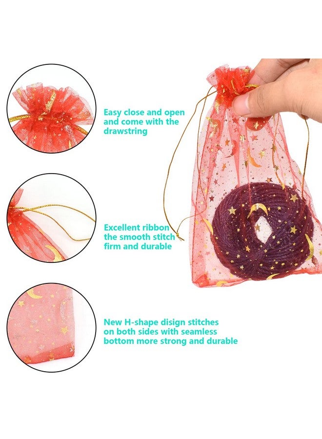Renashed 100Pcs Moon Stars Sheer Organza Bags With Drawstring 10 Colors, Wedding Favor Bags Jewelry Gift Bags For Wedding Party Valentine'S Day, Festival Organza Bags (5 * 7Inch/ 13 * 18Cm) - Image 5