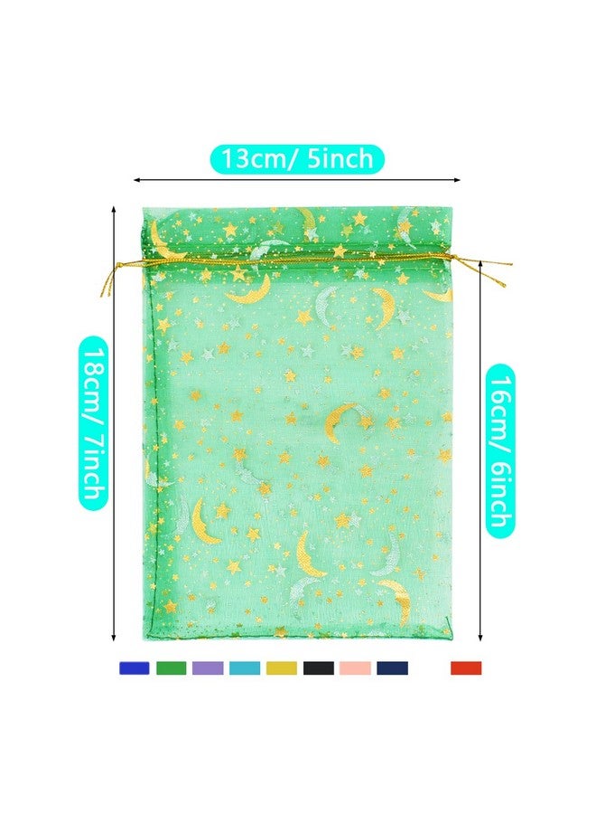 Renashed 100Pcs Moon Stars Sheer Organza Bags With Drawstring 10 Colors, Wedding Favor Bags Jewelry Gift Bags For Wedding Party Valentine'S Day, Festival Organza Bags (5 * 7Inch/ 13 * 18Cm) - Image 3