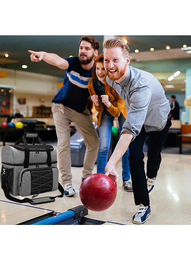 Generic Bowling Bag for 2 Balls Portable Bowling Tote Bag with Padded Ball Holder for Double Ball and Pair of Bowling Shoes up to Mens 16  - Image 2