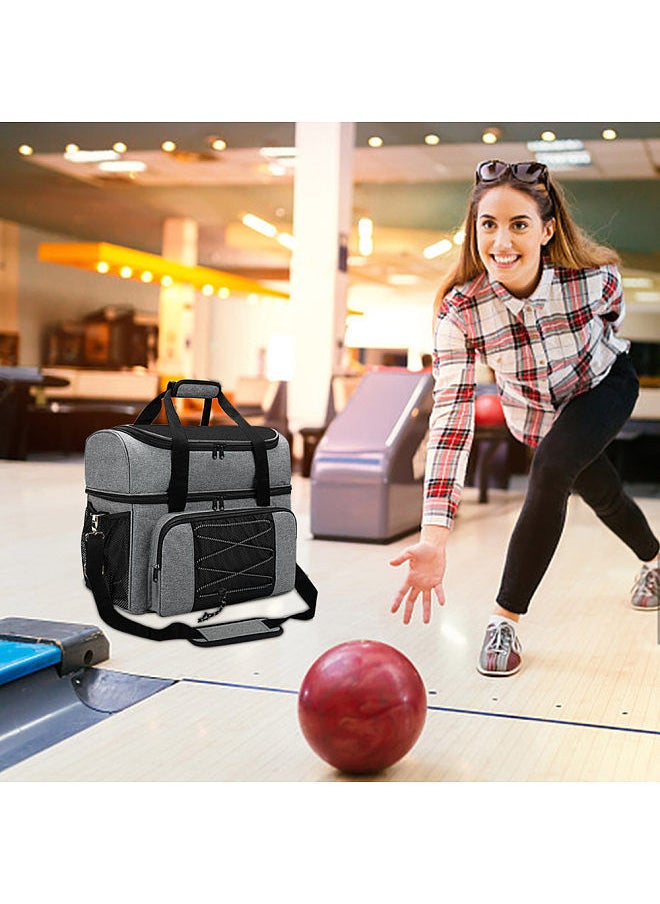 Generic Bowling Bag for 2 Balls Portable Bowling Tote Bag with Padded Ball Holder for Double Ball and Pair of Bowling Shoes up to Mens 16  - Image 5