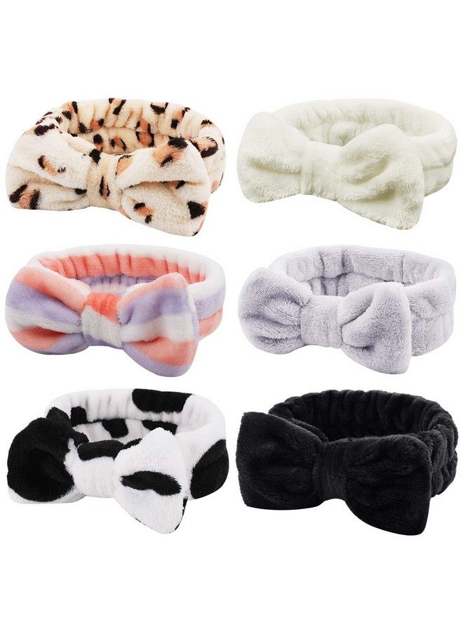 Ondder Spa Terry Cloth Headbands - 6 Pcs Fuzzy Skincare Head Bands For Face Washing, Makeup Removal, And Skin Care - Cute Bow Hair Bands For Women - Image 1