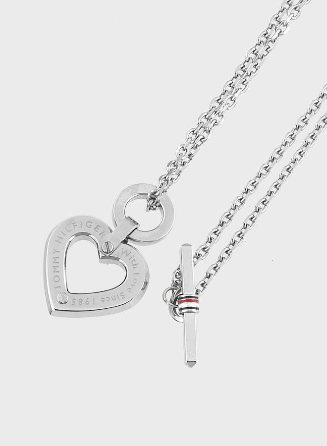TOMMY HILFIGER Womens Double Chain Bracelet In Stainless Steel With A Heart Charm - 2780969 - Image 3