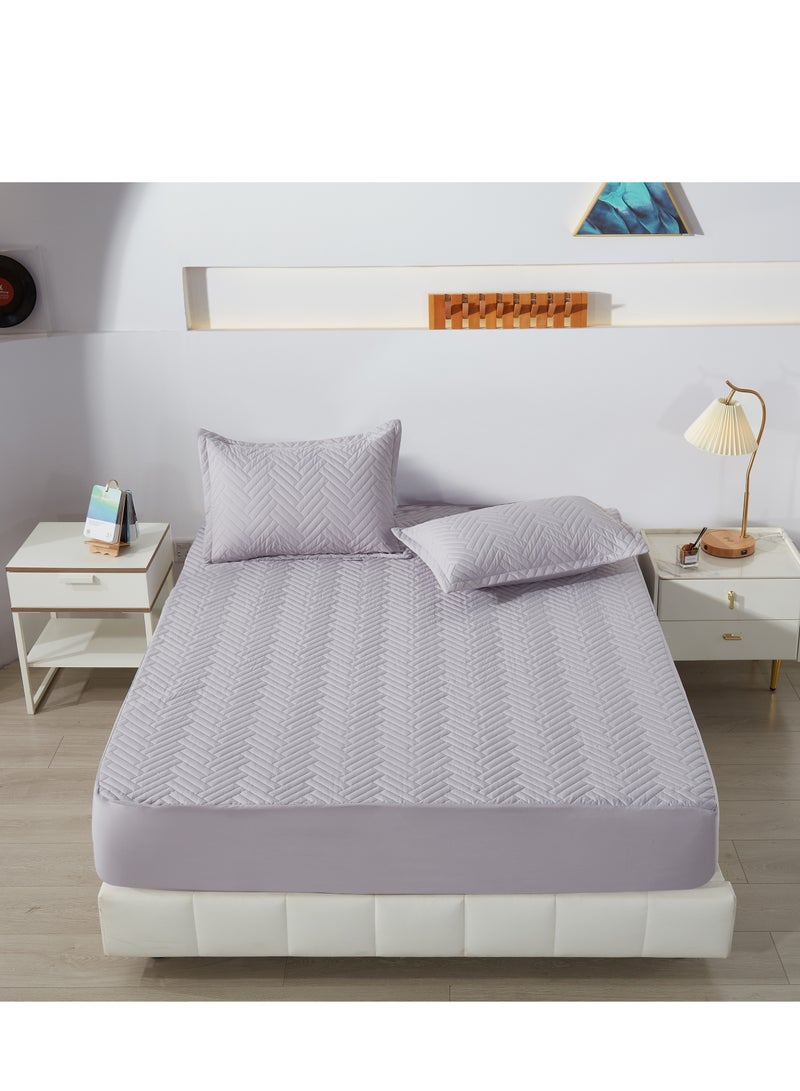 غطاء لحاف قطني. غطاء سرير قطني خفيف الوزن وناعم، مغسول مسبقًا، مطرز بخياطة ماسية، مثالي لجميع الفصول (رمادي - غطاء لحاف فردي) - Image 4