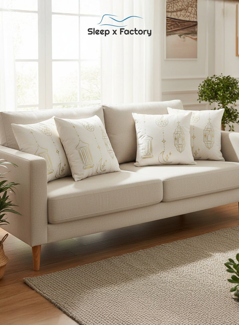 Sleep x Factory Ramadan Decorative Cushions – 4 Pack – 45x45 cm – Microfiber Filled Pillow - Image 2