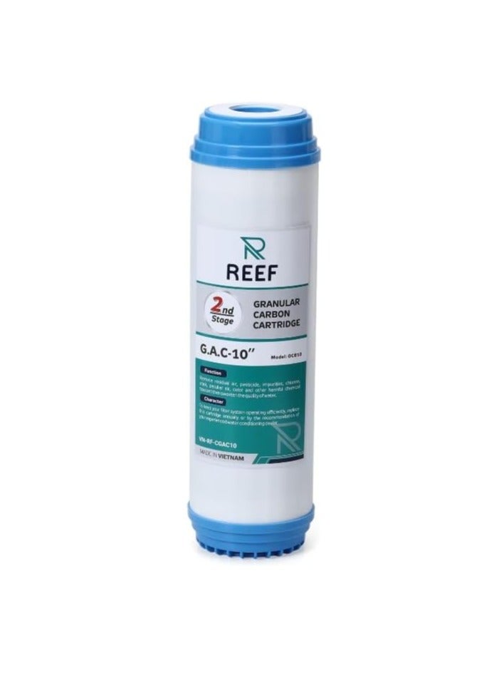 REEF Granular Activated Carbon Water Filter Cartridge - 10 inch, GAC-10, Stage 2 - Image 1