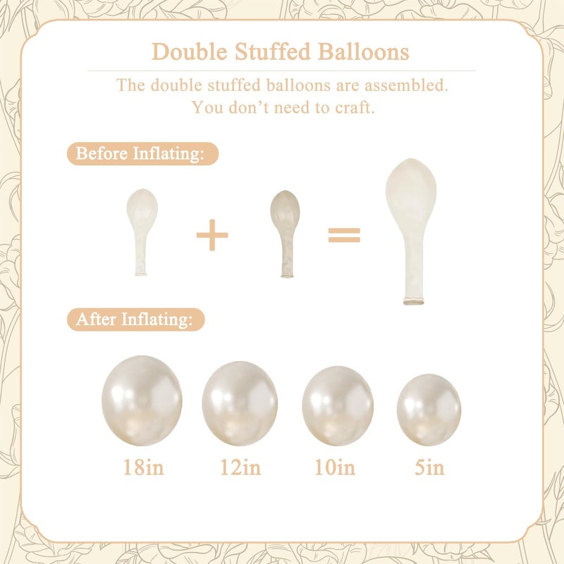 LANGASQUE Pearl White Balloon Arch Kit 101Pcs Double Stuffed Pearl Balloons Garland Arch Kit Including Pearl White Clear Balloons for Wedding Bridal Shower Engagement Baby Shower Birthday Party Decorations - Image 3