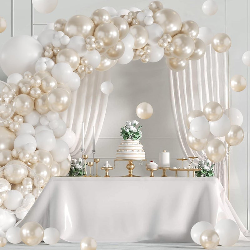 LANGASQUE Pearl White Balloon Arch Kit 101Pcs Double Stuffed Pearl Balloons Garland Arch Kit Including Pearl White Clear Balloons for Wedding Bridal Shower Engagement Baby Shower Birthday Party Decorations - Image 4