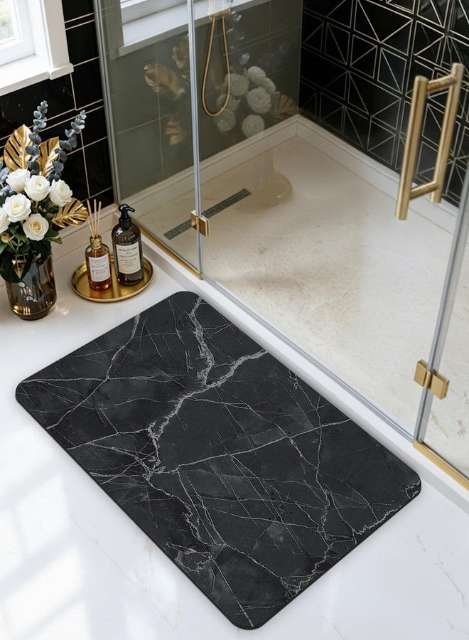 DEXI Bath Mat 43.2 x 109.2 cm Non-Slip Quick Drying Super Absorbent Ultra Thin Marble Design Washable Rubber Mat for Shower Bathtub Sink Bathroom Decor Black - Image 4