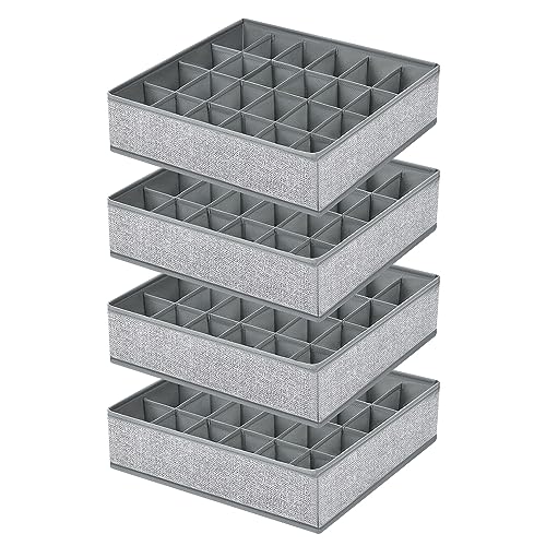 Easortm Sock Organizer 4 Pack, Foldable Underwear Drawer Organizer - 24 Cell for Socks, Handkerchiefs, Ties, Belts (Gray) - Image 1