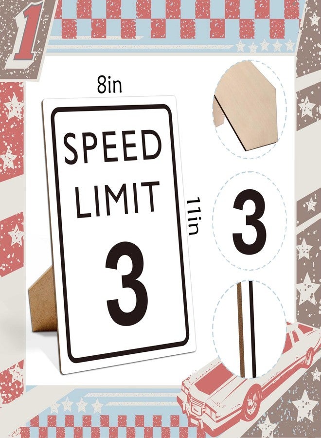 Muruseni Race Car Birthday Decor, Speed Limit Sign, Fast Three, Race Car Birthday Party Decorations, 8×11 Wooden Play Sign with Stand, Let's Go Racing Party Supplies for Boy Race Fans - LP064 - Image 2
