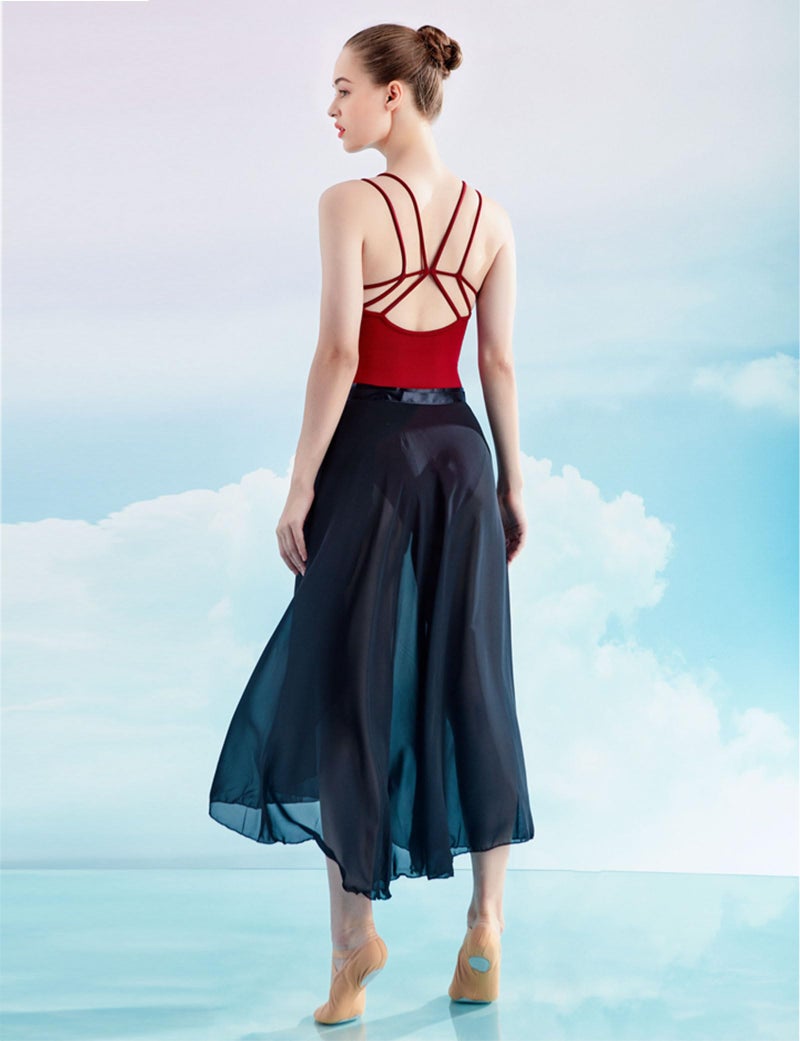 Daydance Balck Long Dance Skirts for Women, Wrap Ballet Skirts for Leotards - Image 3