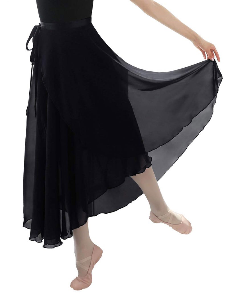 Daydance Balck Long Dance Skirts for Women, Wrap Ballet Skirts for Leotards - Image 2
