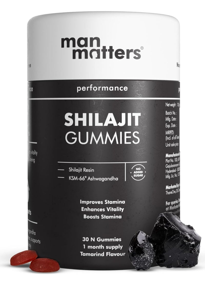 Man Matters - Man Matters Pure Himalayan Shilajit Gummies with KSM 66 Ashwagandha | Boosts Stamina, Strength & Improves Energy Levels | No Added Sugar | Pack of 30 - Image 1