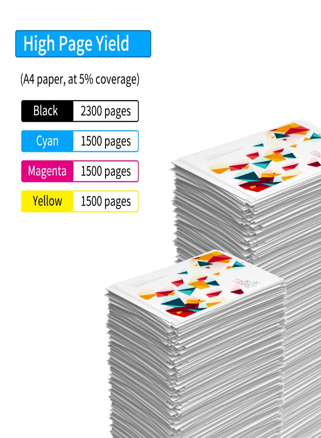 خرطوشة حبر بديلة متوافقة مع طابعات HP Officejet Pro 8100 و8600 و8610 و8620 و8630 و8640 و8660 و8615 و8625 و251DW و276DW، عالية الإنتاجية، عبوة من 4 خراطيش (خرطوشة سوداء، خرطوشة سماوية، خرطوشة أرجوانية، خرطوشة صفراء). - Image 5