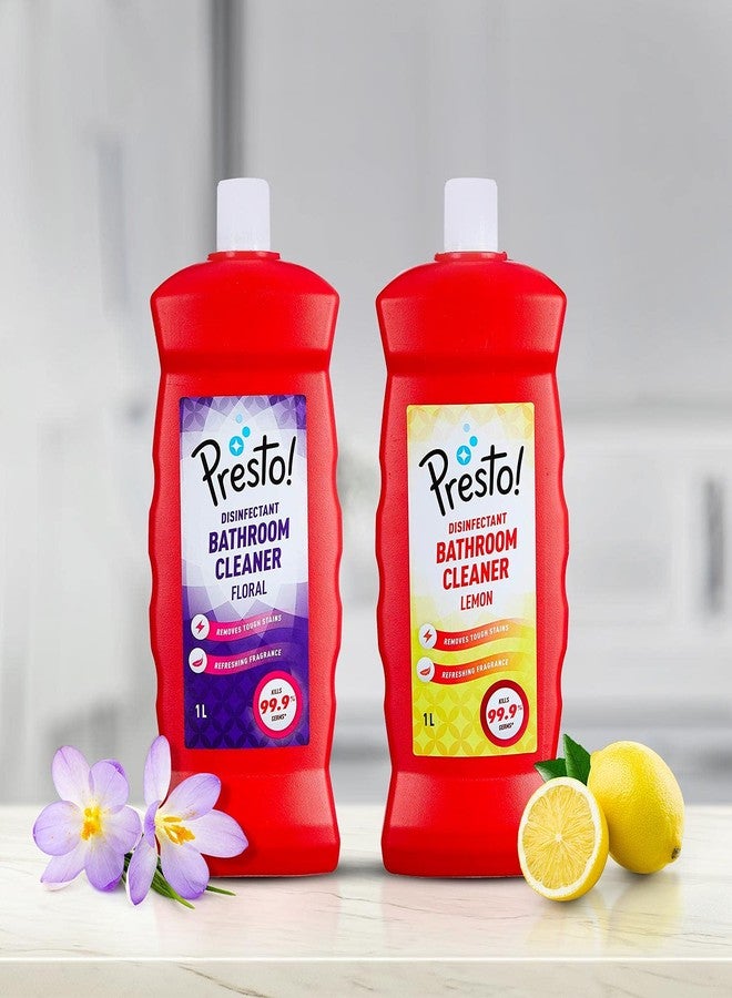 Presto! Amazon Brand - Presto! Bathroom Cleaner Liquid | Floral 1L + Lemon 1L Combo| Suitable for Bathroom Floors, Slabs, Wall Tiles, Sinks, Basins, Stainless Steel Taps And Shower Heads - Image 3