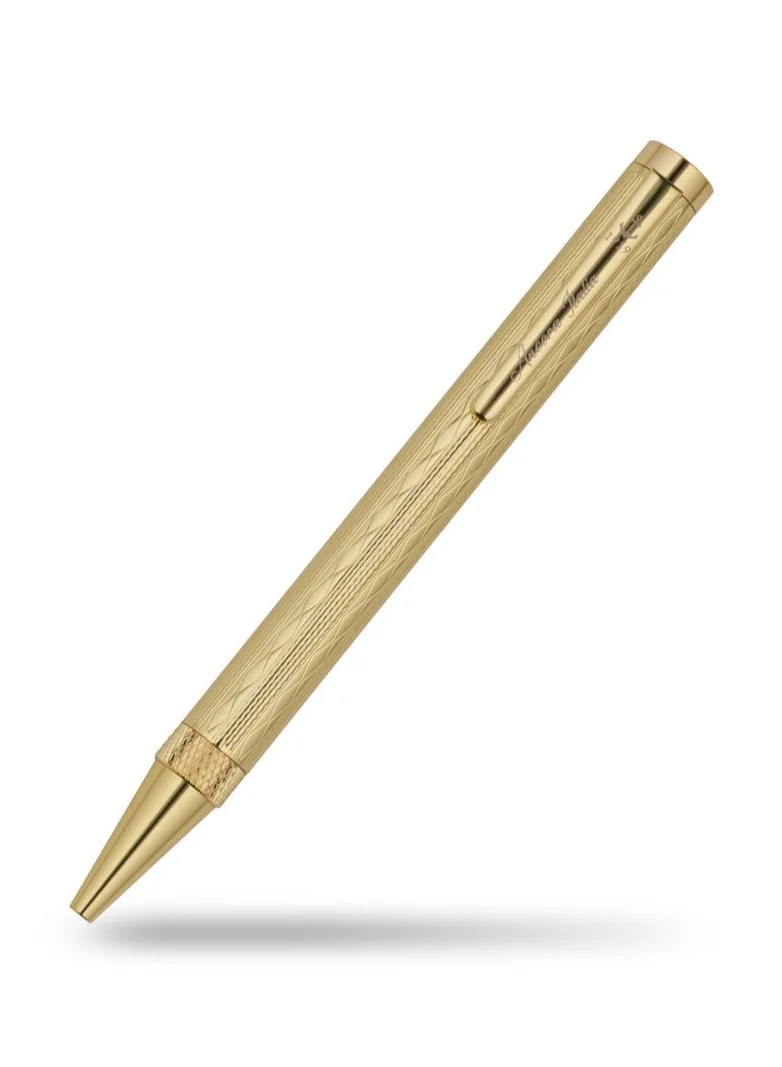 Ancora 1919 Sovereign Yellow Limited 888 Edition Refillable Ballpoint Pen - 24K Gold Trim - Engraved Luxury Pen with Case - Gift for Men & Women