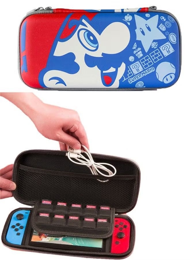 Super Mario Pattern Zippered Storage Bag for Nintendo Switch, Protective Portable Switch Carry Case with 10 Game Card Slots, Portable Travel Carry Cover for Switch - Image 1