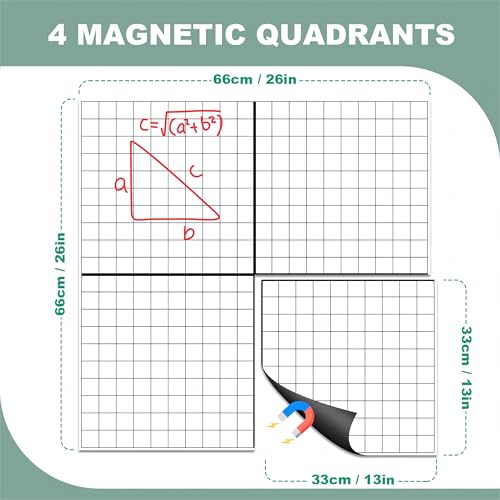 WEIZHEN Magnetic Grid Dry Erase Whiteboard - 26"x26" XY Coordinate Math Board with Durable Gridlines for Algebra, Geometry, Classroom & Office Use | Perfect for Graphing, Planning, & Teaching - Image 2