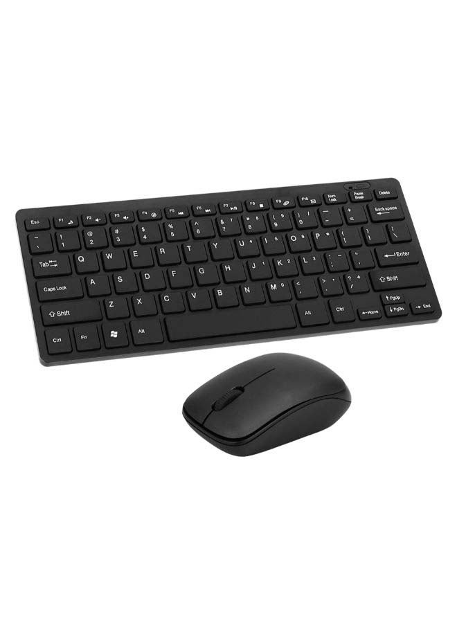 طقم مكون من لوحة مفاتيح لاسلكية محمولة مع ماوس باللغة الإنجليزية أسود - Image 2