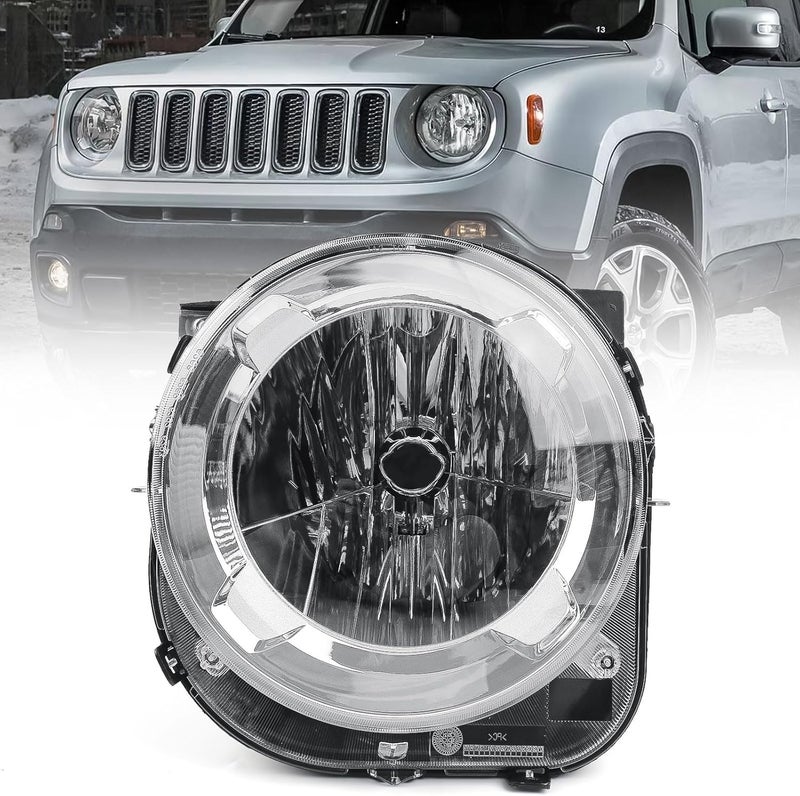 Huray Headlight Assembly for Jeep Renegade 2015-2018 Halogen Type Driver Side Replacement - Image 1