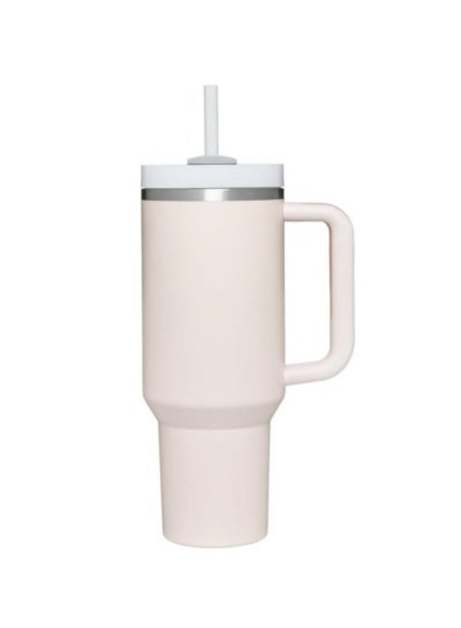 كوب ستانلي كوينشر 40 أونصة H20 فلوستيت من الفولاذ المقاوم للصدأ معزول بالفراغ مع غطاء وقشة للماء، الشاي المثلج أو القهوة، السموذي والمزيد، كريمي (كوارتز الورد) - Image 1