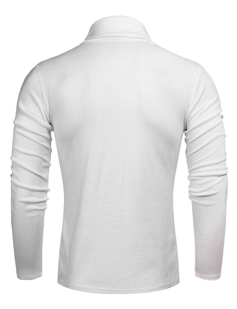 Poriff Men's Casual Slim Fit Basic Pullover Tops Long Sleeve Knitted Turtleneck Sweater White XL - Image 3