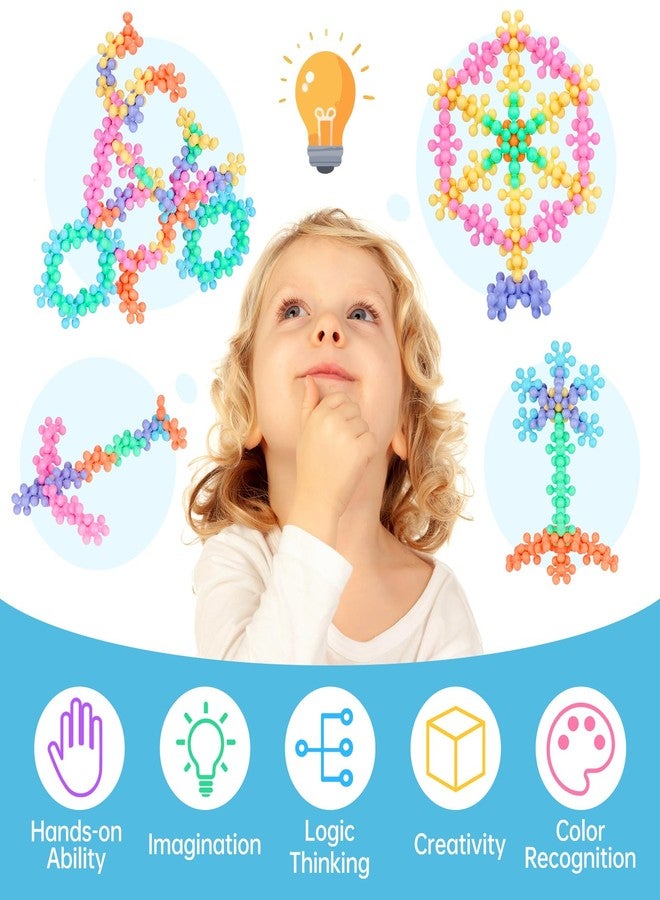 NiToy Snowflake Connecting Building Blocks 300 Pieces for Children Aged 3 Years and Above, Multicolor Plastic Building Blocks for Early Learning and Creativity, STEM Toys with Carry Bag - Image 4