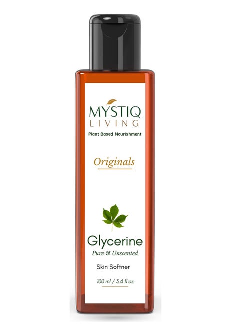 Mystiq Living Glycerine Plant Based Pure and Unscented For Face Skin and Body Care 100 ML