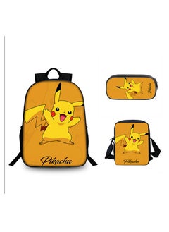 Pokemon Cartoon Backpack Three-piece Student School Bag 