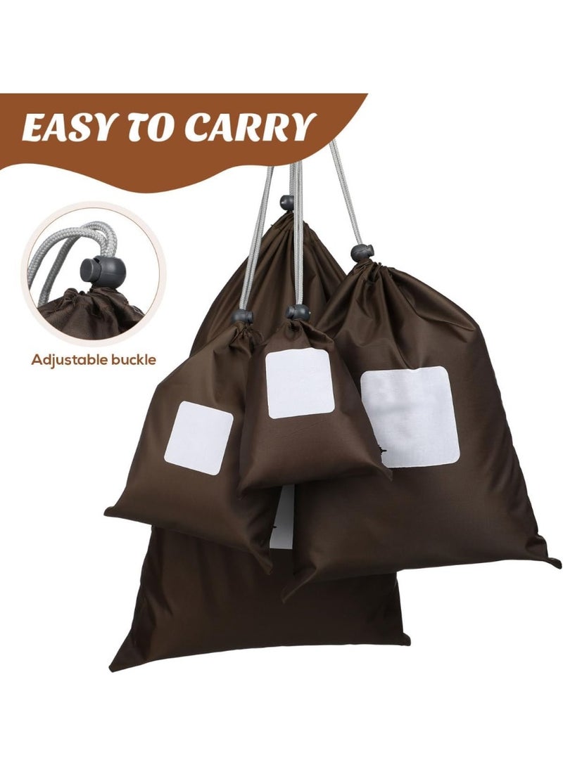 أكياس تخزين نايلون برباط 4 أحجام متنوعة - حقيبة تنظيم أحذية السفر والحماية من الغبار - منظم مستحضرات تجميل وأدوات استحمام مقاوم للماء - حقيبة تخزين ملابس الغسيل والمناشف للرحلات الطويلة والتخييم - Image 2