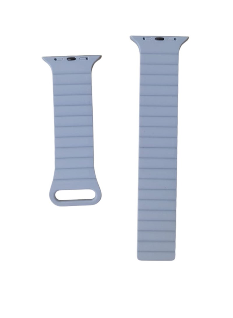 Silicone Loop Magnetic strap For Apple watch band 44mm 40mm 45mm 49mm 41mm 42 46mm Bracelet iWatch series 8 SE 6 7 Ultra 2 9 10 - Light Blue & Black - Image 2