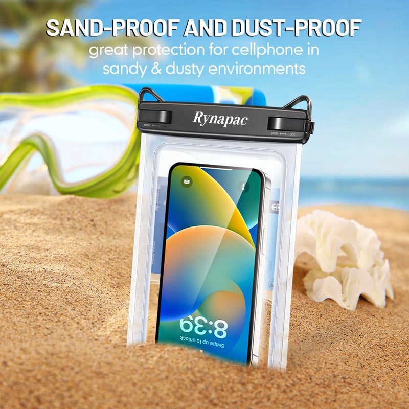 Rynapac [Up to 8.5"] Waterproof Phone Pouch Bag - 2 Pack IPX8 Waterproof Phone Case for iPhone 17 16 15 14 Pro Max Galaxy S26 S25 Ultra, Touchscreen & Underwater Photography, Beach Cruise Travel Essentials - Image 2