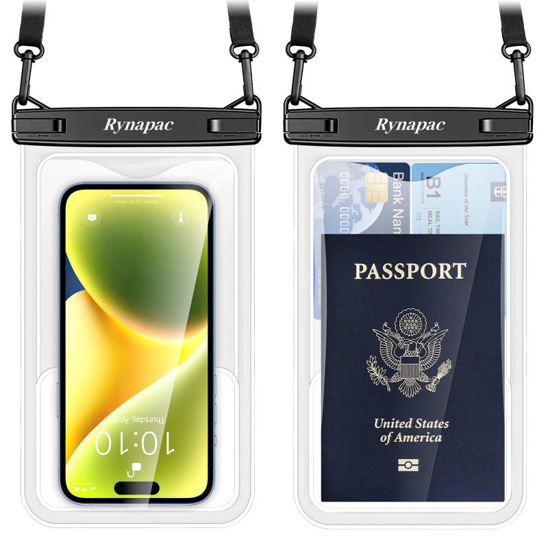 Rynapac [Up to 8.5"] Waterproof Phone Pouch Bag - 2 Pack IPX8 Waterproof Phone Case for iPhone 17 16 15 14 Pro Max Galaxy S26 S25 Ultra, Touchscreen & Underwater Photography, Beach Cruise Travel Essentials - Image 1