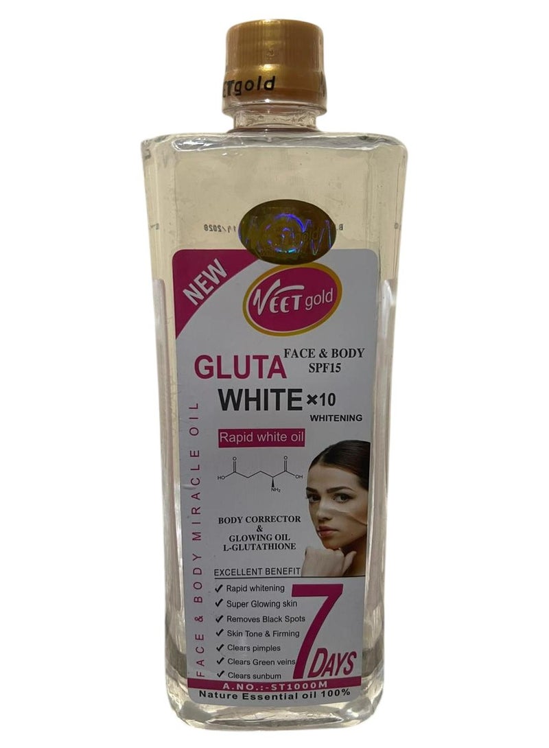 فيت جولد تبييض نشط جلوتا وايت x10 زيت الجسم المتوهج 1000 مل
