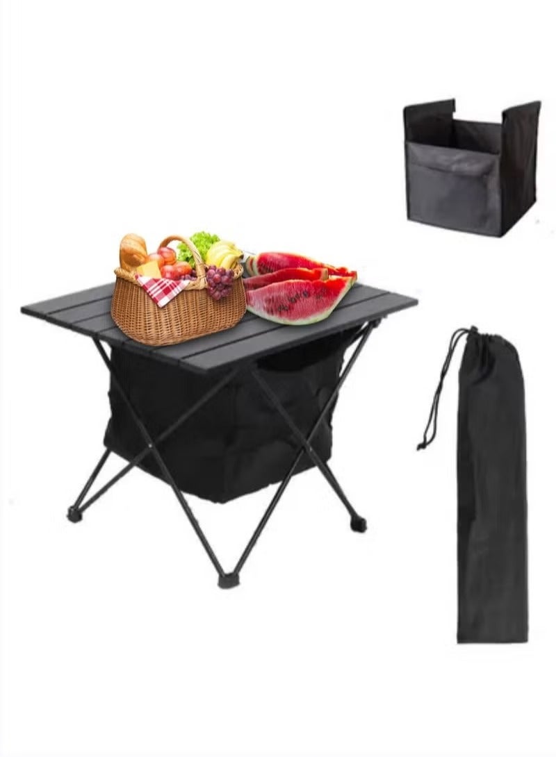 كابتن تيك Folding Camping Table Ultralight Aluminum Travel Table with Storage Pocket Bag Roll Up Compact Backpacking Table Collapsible Side Table Beach Desk Large Portable BBQ Table for Outdoor Picnic Backyard - Image 1