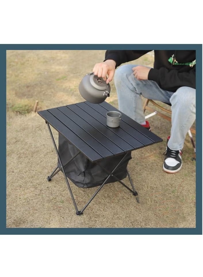 كابتن تيك Folding Camping Table Ultralight Aluminum Travel Table with Storage Pocket Bag Roll Up Compact Backpacking Table Collapsible Side Table Beach Desk Large Portable BBQ Table for Outdoor Picnic Backyard - Image 4