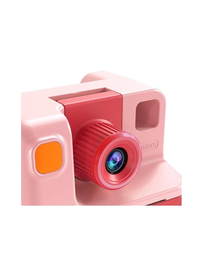 بيكوسيسي كاميرا للأطفال، طباعة فورية، هدايا عيد ميلاد عملية، كاميرا صغيرة متعددة الوظائف ثابتة للأعمار من 3 سنوات فما فوق، باللون الوردي - Image 2