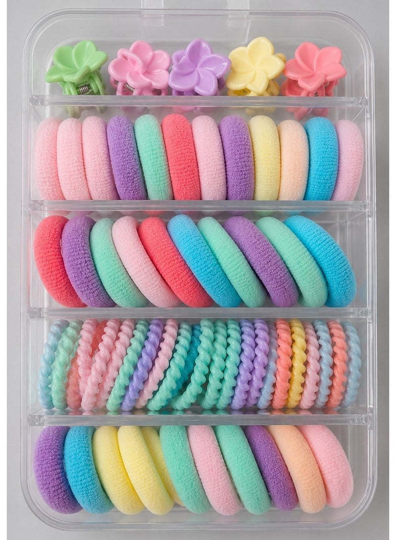 Hair clips, box of 65 pieces, various shapes and colors, high quality, for girls and children