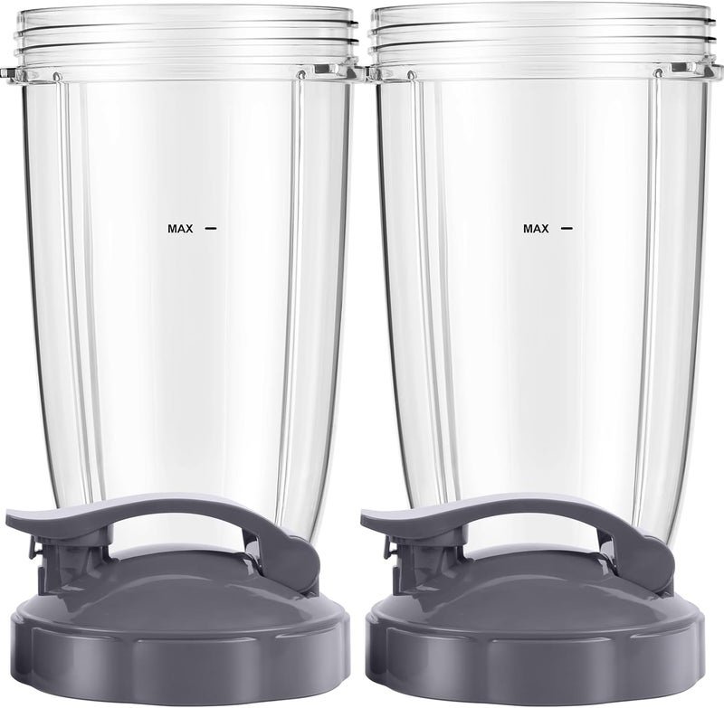 LVAINIT Blender Cups 24oz Cups with Flip-Top To-Go-Lids Fit for NutriBullet Blender 600W Pro 900W NutriBullet Replacement Parts - Image 1