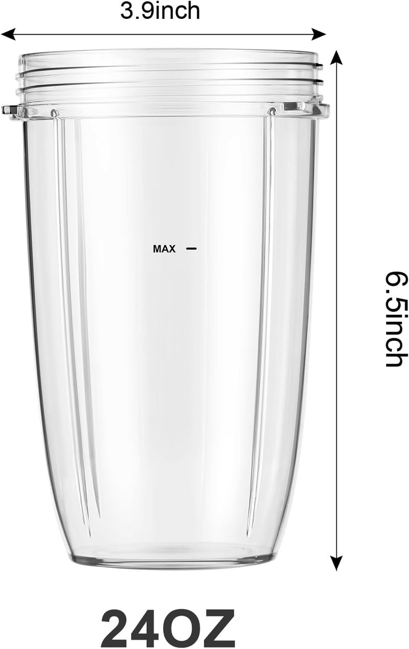 LVAINIT Blender Cups 24oz Cups with Flip-Top To-Go-Lids Fit for NutriBullet Blender 600W Pro 900W NutriBullet Replacement Parts - Image 3