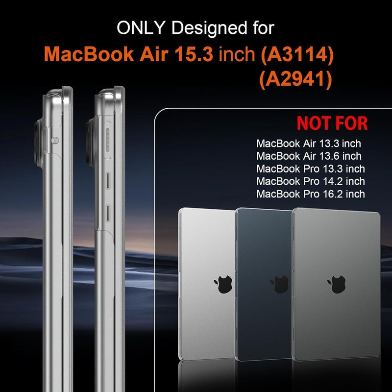 Eoocoo Case Compatible for 2026-2023 Macbook Air 15 inch M5 M4 M3 M2 A3448 A3241 A3114 A2941, [Ultra-thin Invisible] Air 15.3 Translucent Protective Hard Shell Cover,[Original Texture]-Matte Clear - Image 2