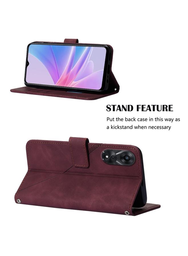 اس-توب جراب هاتف OPPO A78 / A58 كروس بودي من الجلد المنقوش ثلاثي الأبعاد - Image 4