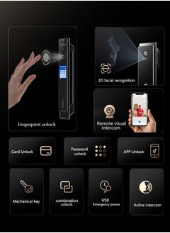 Tichondrius Smart Door Lock Smart Lock with Dual Screens (3.5'' Touch + 4.5'' Display), Dual Cameras, CNC Carved, Dual 4200mAh Batteries, 6068 Stainless Steel Lock Body, Jlink App, and Active Intercom Function  - Image 3