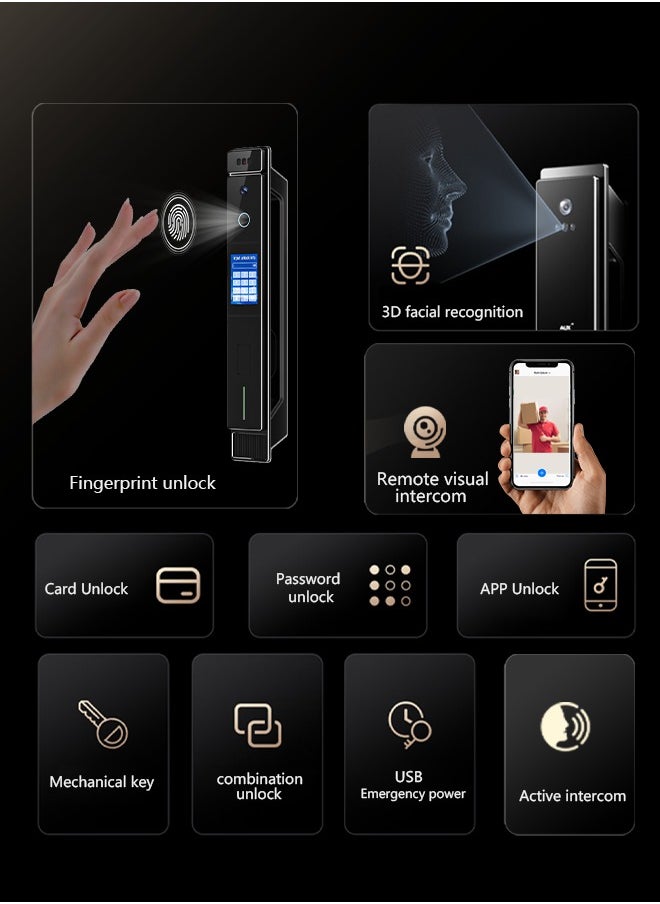 Tichondrius - Smart Door Lock Smart Lock with Dual Screens (3.5'' Touch + 4.5'' Display), Dual Cameras, CNC Carved, Dual 4200mAh Batteries, 6068 Stainless Steel Lock Body, Jlink App, and Active Intercom Function - Image 1